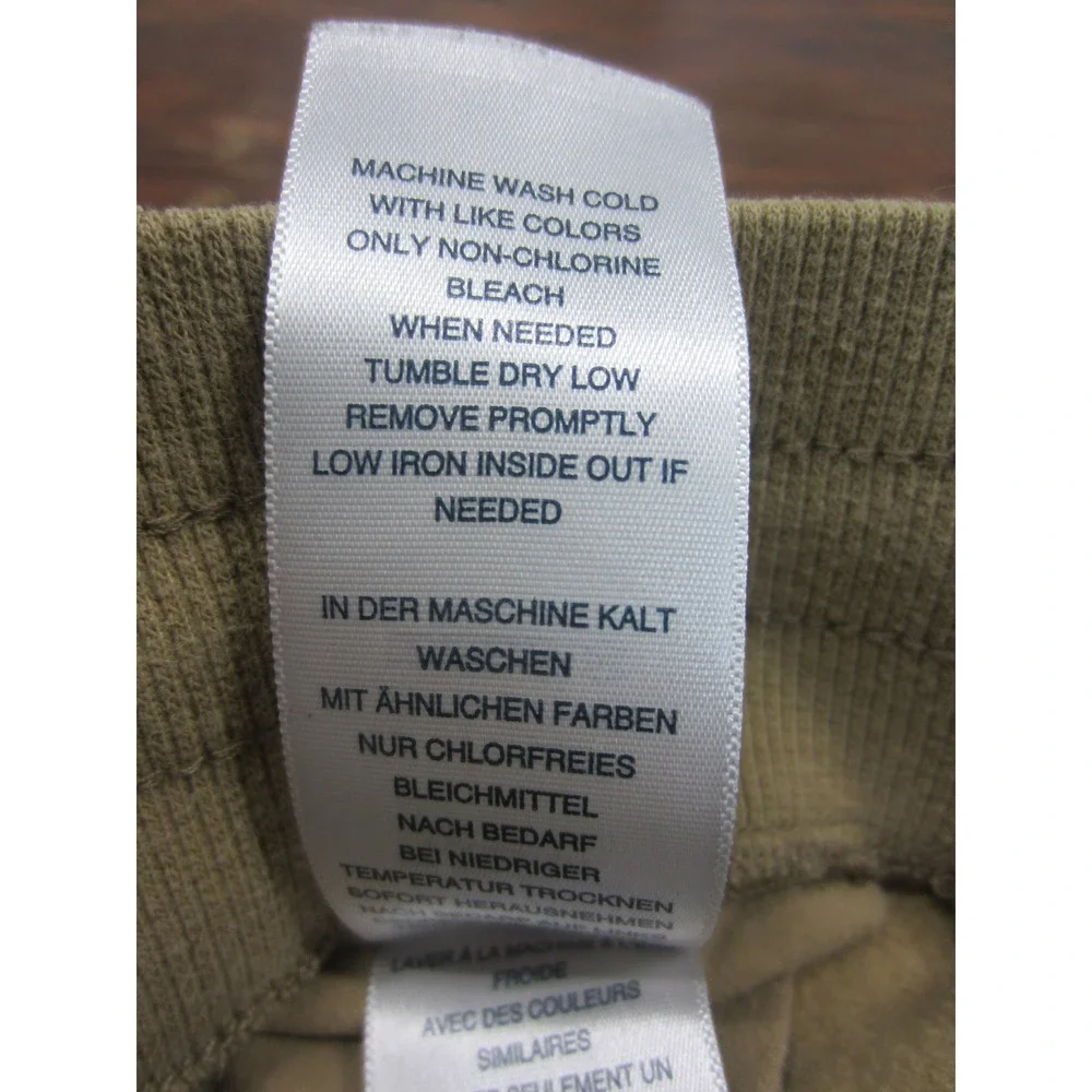 True Religion Mens Sweat Shorts Tan Khaki Horseshoe Logo Raw Hem Fleece Size L